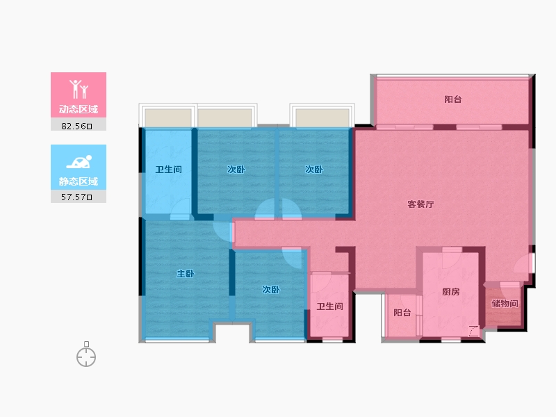 四川省-宜宾市-华润公园九里-124.31-户型库-动静分区