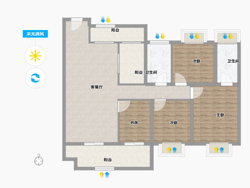 河南省-驻马店市-建业天中府-110.90-户型库-采光通风