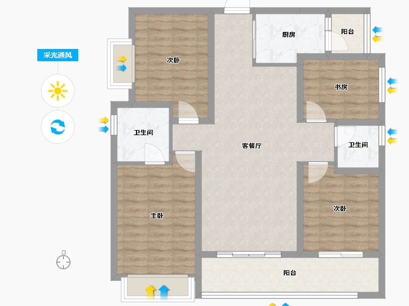 四川省-成都市-彭州万达广场-99.45-户型库-采光通风