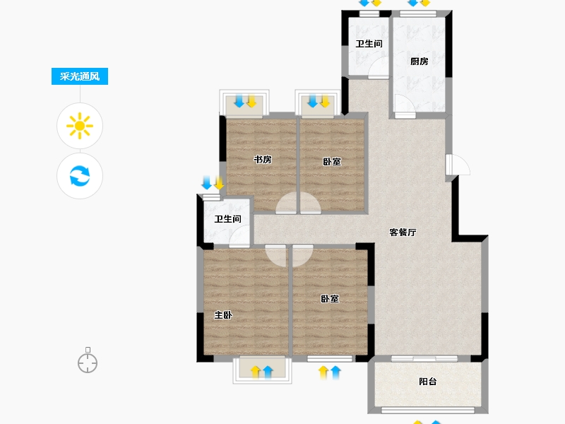 湖南省-长沙市-澳海澜庭·谷山府-102.81-户型库-采光通风