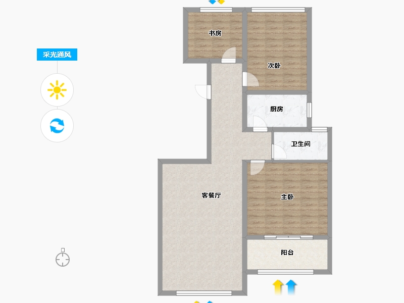 山东省-聊城市-民生·赛雅世纪城-100.97-户型库-采光通风