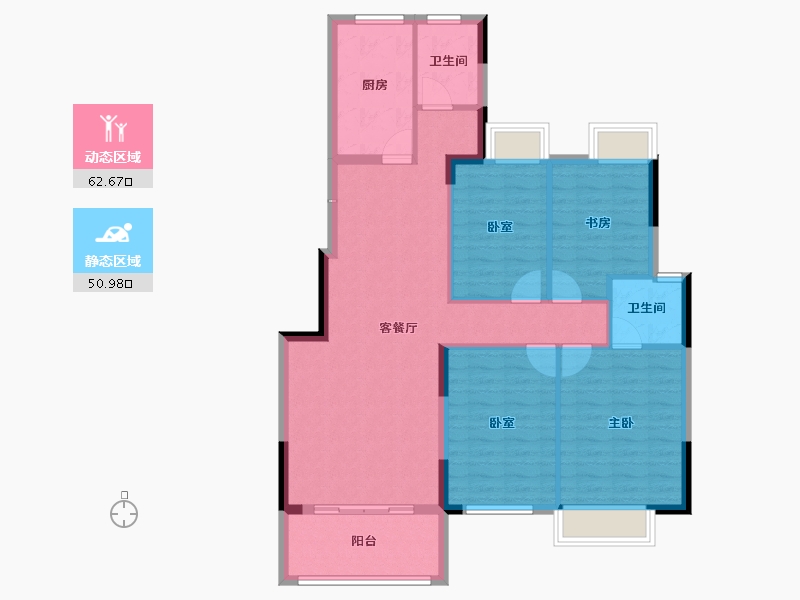 湖南省-长沙市-澳海澜庭·谷山府-103.00-户型库-动静分区