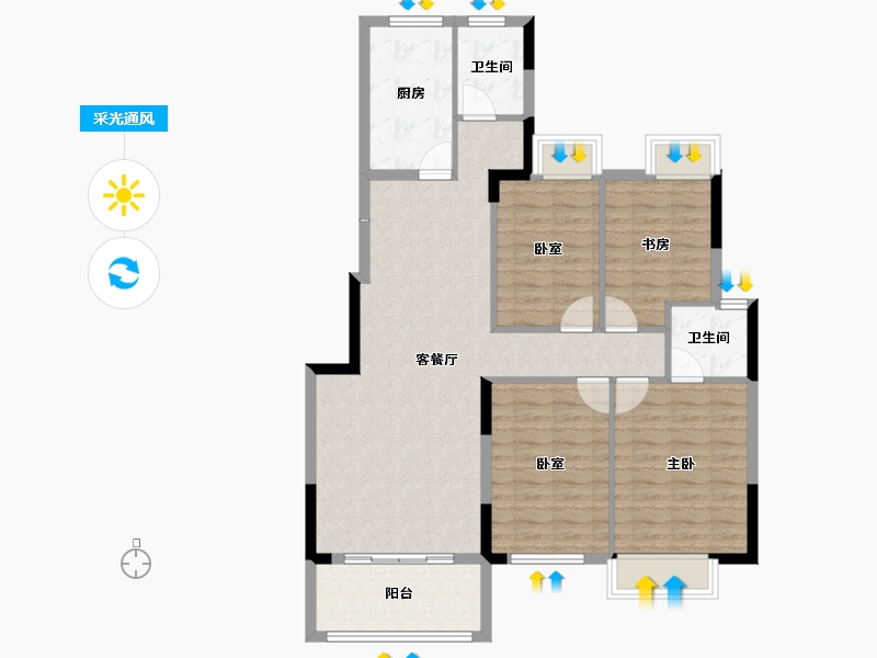 湖南省-长沙市-澳海澜庭·谷山府-103.00-户型库-采光通风