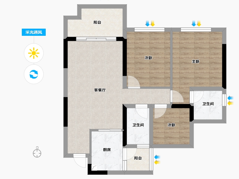 四川省-宜宾市-邦泰大学路1号-75.77-户型库-采光通风