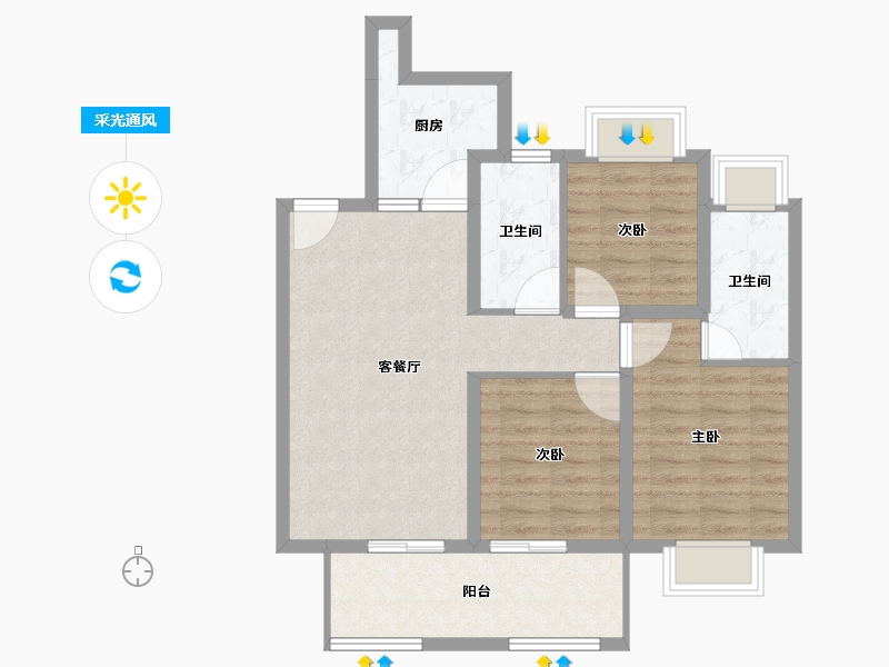 河南省-驻马店市-春熙里-78.40-户型库-采光通风