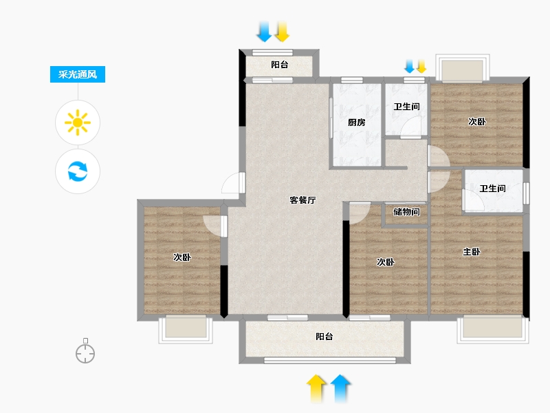 江西省-抚州市-​三科悦江台-109.39-户型库-采光通风