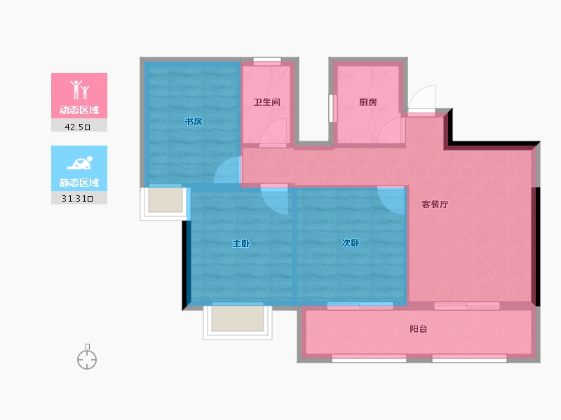 福建省-龙岩市-武平福景公园壹号-65.95-户型库-动静分区