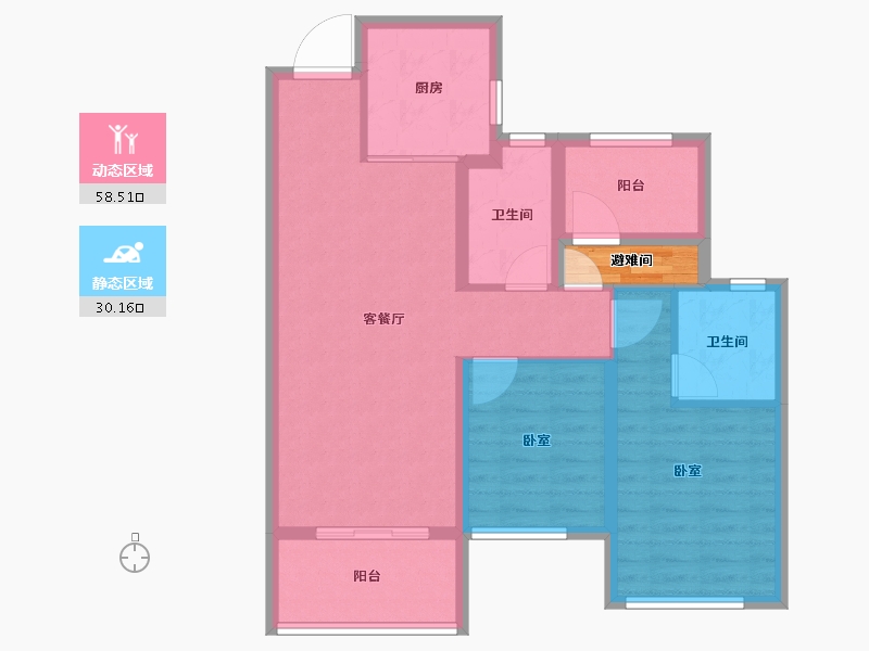 陕西省-咸阳市-融创御河宸院-81.20-户型库-动静分区