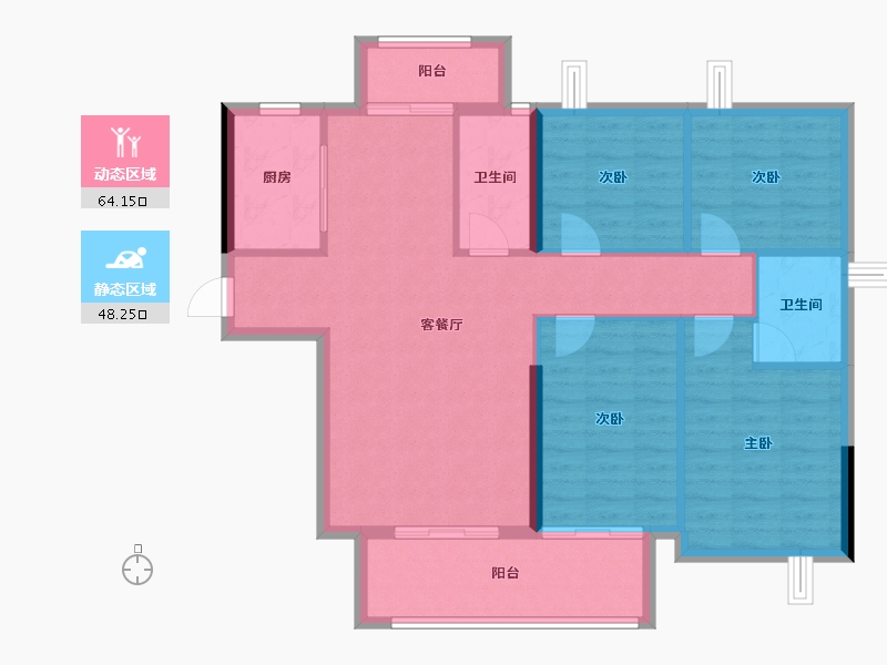 福建省-龙岩市-武平福景公园壹号-101.91-户型库-动静分区