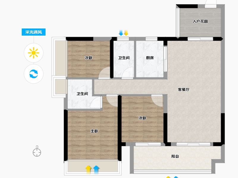 广东省-肇庆市-百盈花园-88.27-户型库-采光通风