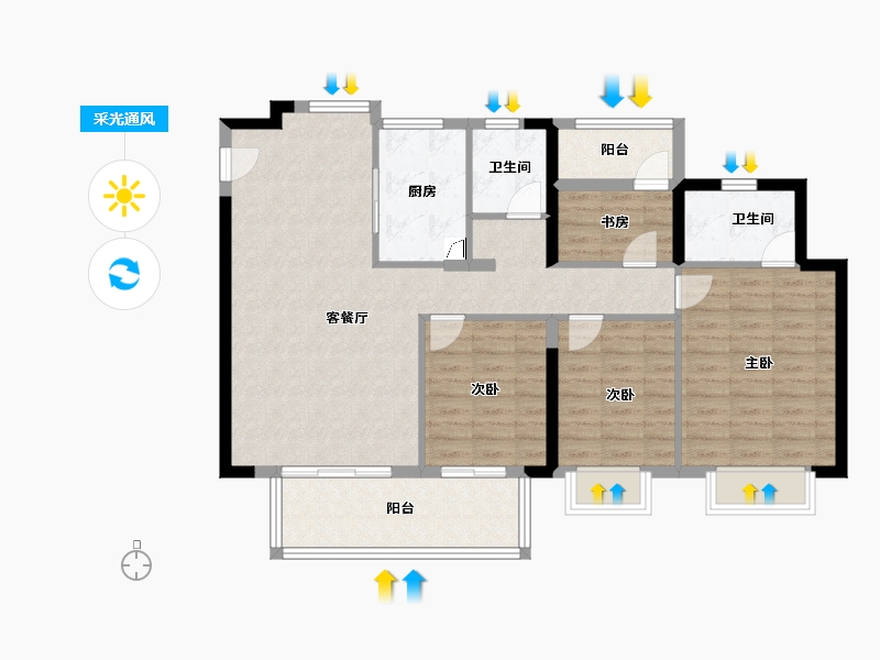 福建省-漳州市-联发君领壹号-101.60-户型库-采光通风