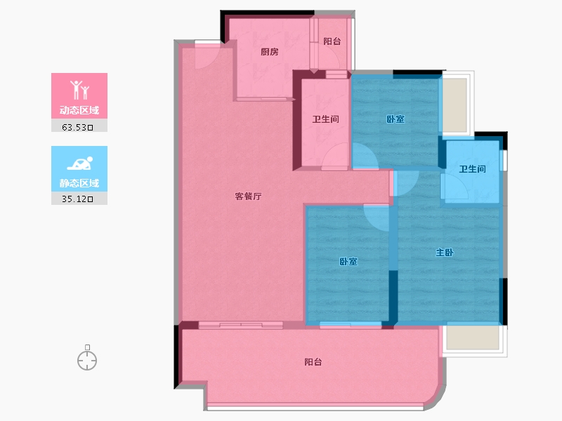 广东省-肇庆市-翠湖紫荆苑-88.84-户型库-动静分区