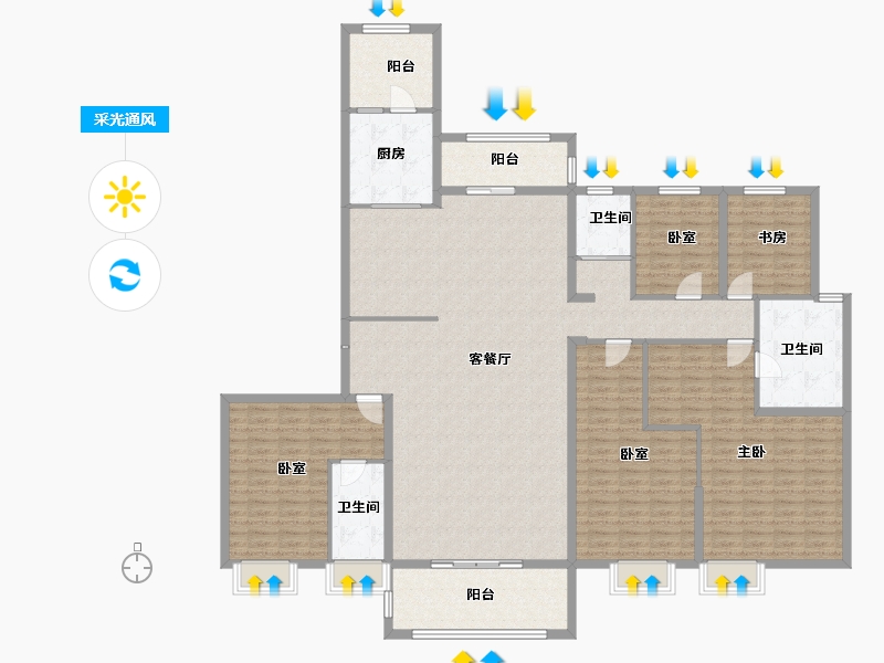 山东省-菏泽市-菏泽碧桂园-208.00-户型库-采光通风