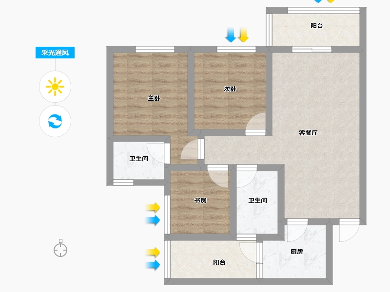 四川省-南充市-鼎仁恒骏府天禧-69.38-户型库-采光通风