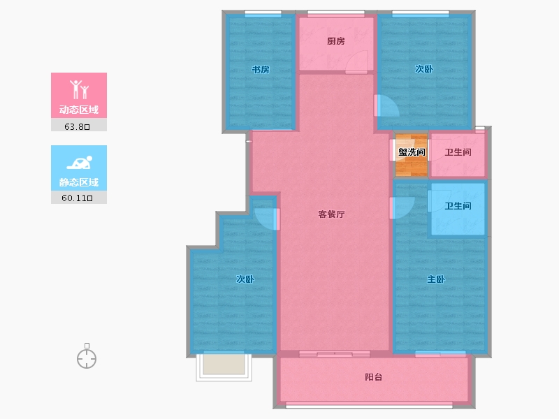 陕西省-咸阳市-滨河星城-113.23-户型库-动静分区