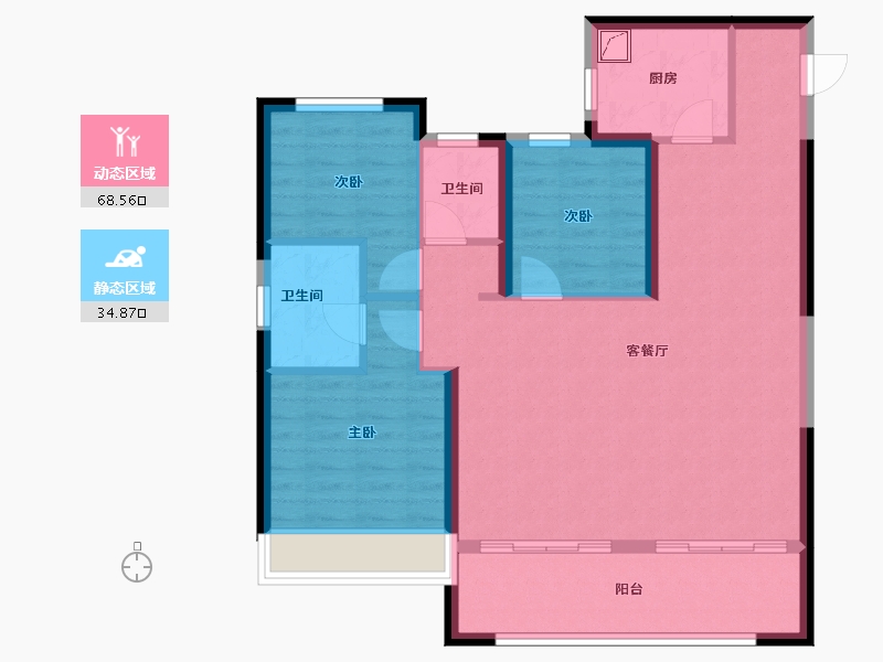 陕西省-咸阳市-玖珑湾-93.20-户型库-动静分区