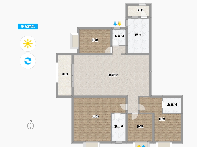 山东省-菏泽市-菏泽碧桂园-151.74-户型库-采光通风