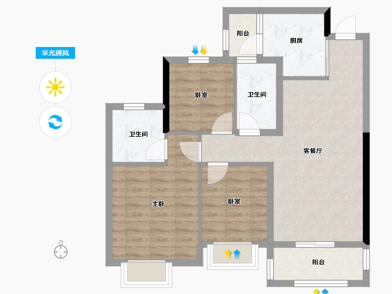 湖北省-武汉市-武汉恒大科技旅游城-73.68-户型库-采光通风