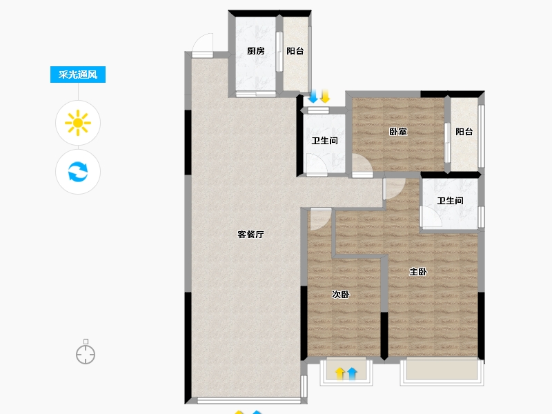 山东省-济南市-嘉州新城-120.00-户型库-采光通风