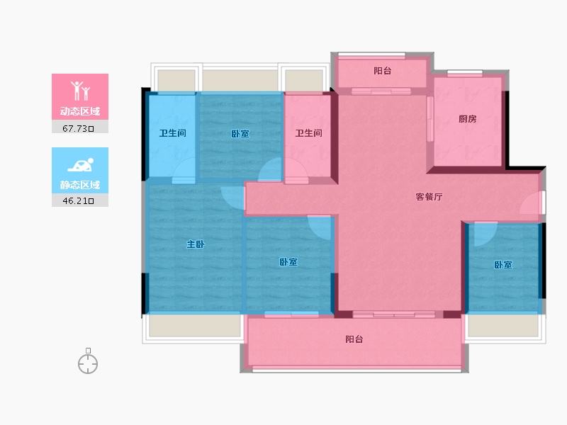 广东省-肇庆市-怀集碧桂园金珑臺-102.37-户型库-动静分区