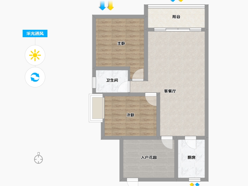 四川省-成都市-东方威尼斯-74.38-户型库-采光通风