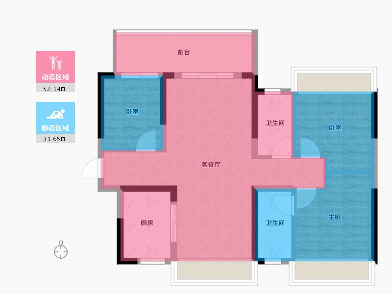 广东省-肇庆市-百盈花园-74.60-户型库-动静分区