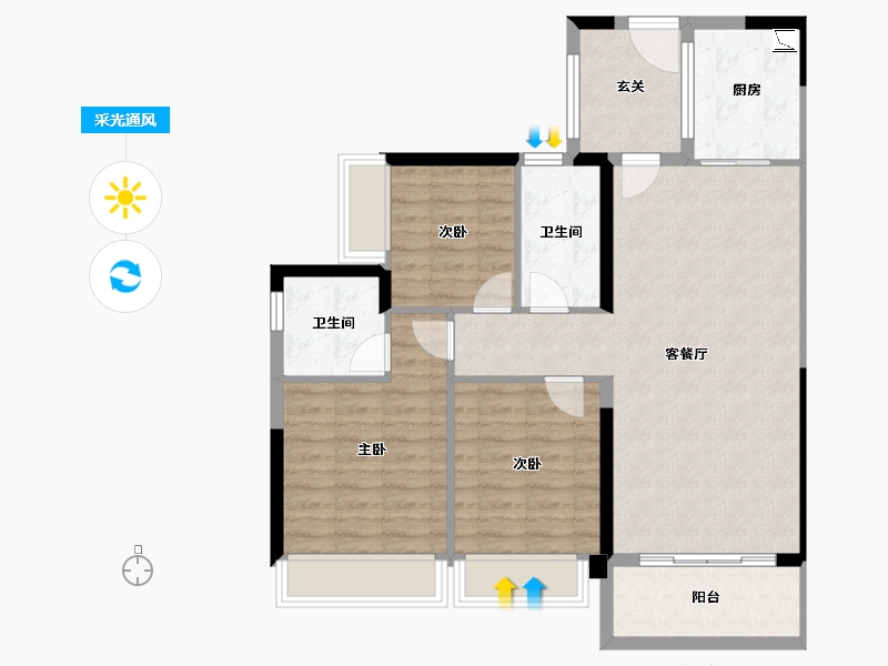 广东省-云浮市-筠城美丽泷江-92.81-户型库-采光通风