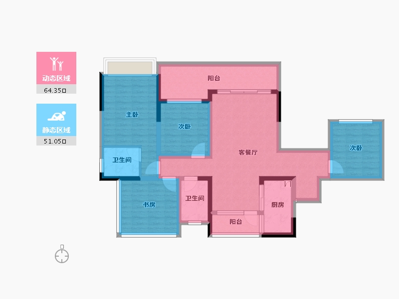 四川省-宜宾市-悦湖居-100.97-户型库-动静分区