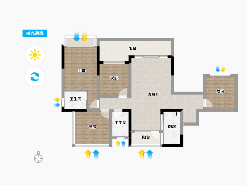 四川省-宜宾市-悦湖居-100.97-户型库-采光通风