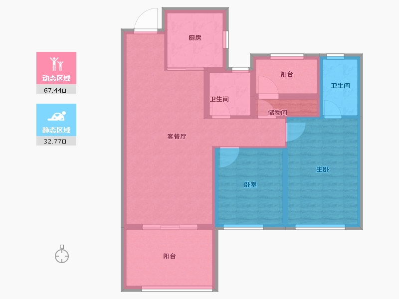 陕西省-咸阳市-融创御河宸院-89.60-户型库-动静分区