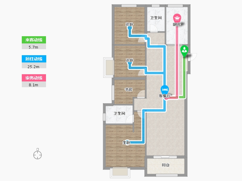 湖北省-武汉市-万科新世纪翡翠滨江-114.60-户型库-动静线