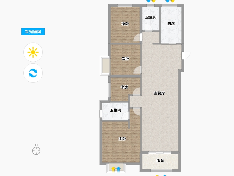 湖北省-武汉市-万科新世纪翡翠滨江-114.60-户型库-采光通风