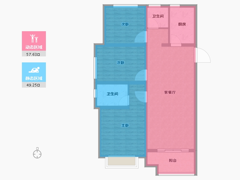 陕西省-咸阳市-绿城咸阳桂语江南-96.00-户型库-动静分区