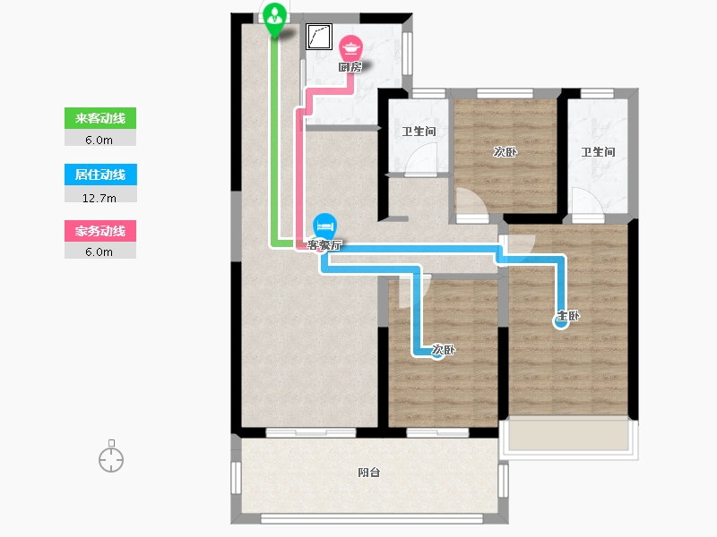 陕西省-咸阳市-玖珑湾-88.81-户型库-动静线