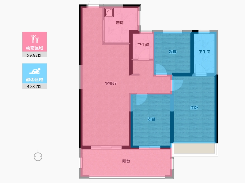 陕西省-咸阳市-玖珑湾-88.81-户型库-动静分区