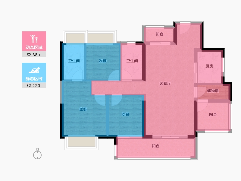 广东省-肇庆市-东原印江山-84.47-户型库-动静分区