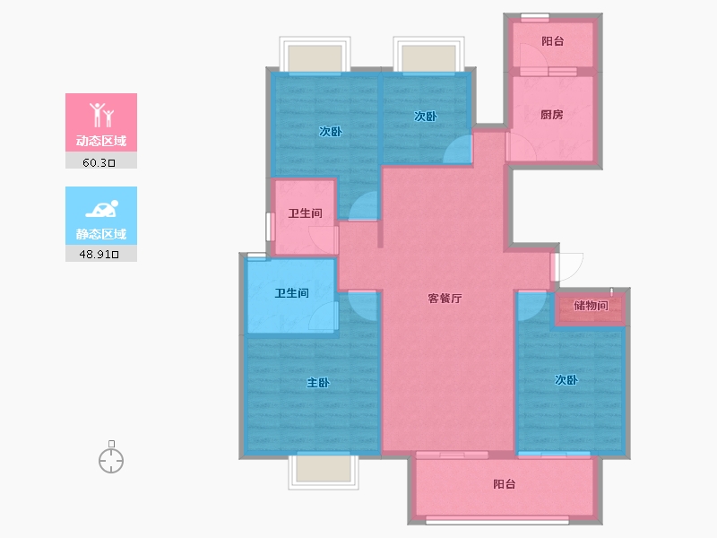 福建省-龙岩市-武平福景公园壹号-98.67-户型库-动静分区