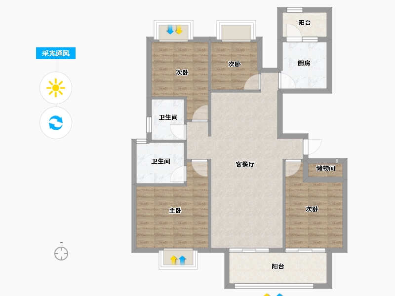 福建省-龙岩市-武平福景公园壹号-98.67-户型库-采光通风