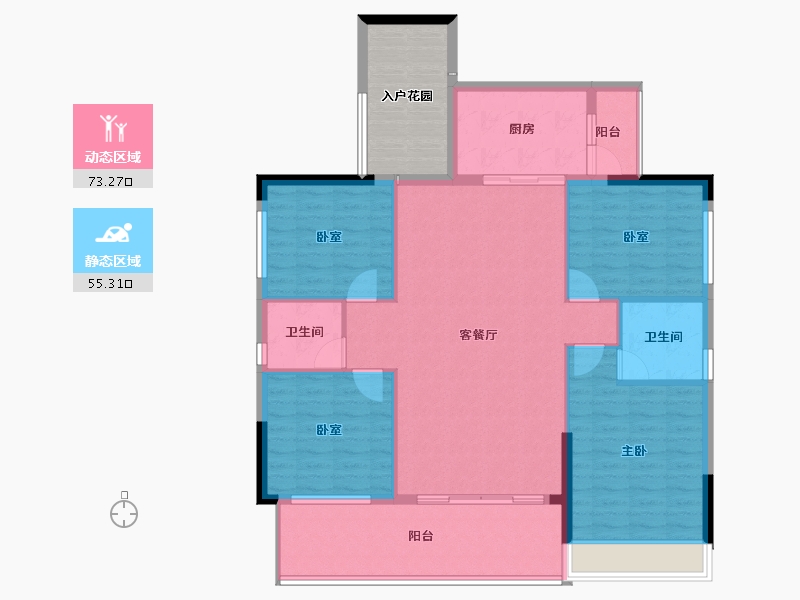 广东省-肇庆市-百盈花园-126.53-户型库-动静分区