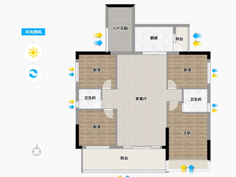 广东省-肇庆市-百盈花园-126.53-户型库-采光通风