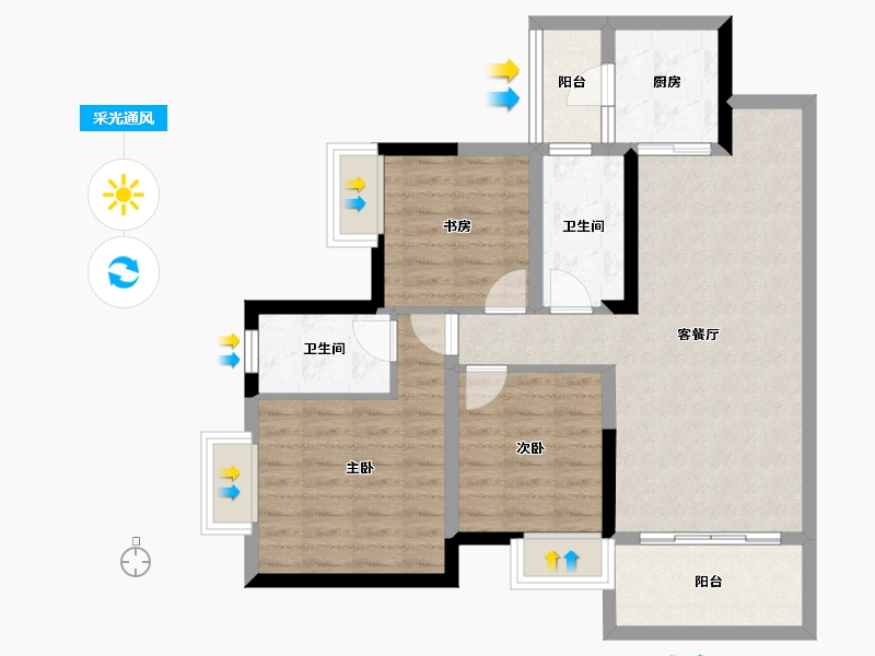 四川省-成都市-辰兴锦城国际-80.51-户型库-采光通风