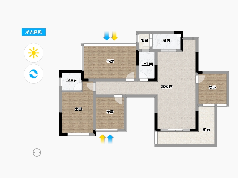 四川省-宜宾市-悦湖居-111.14-户型库-采光通风