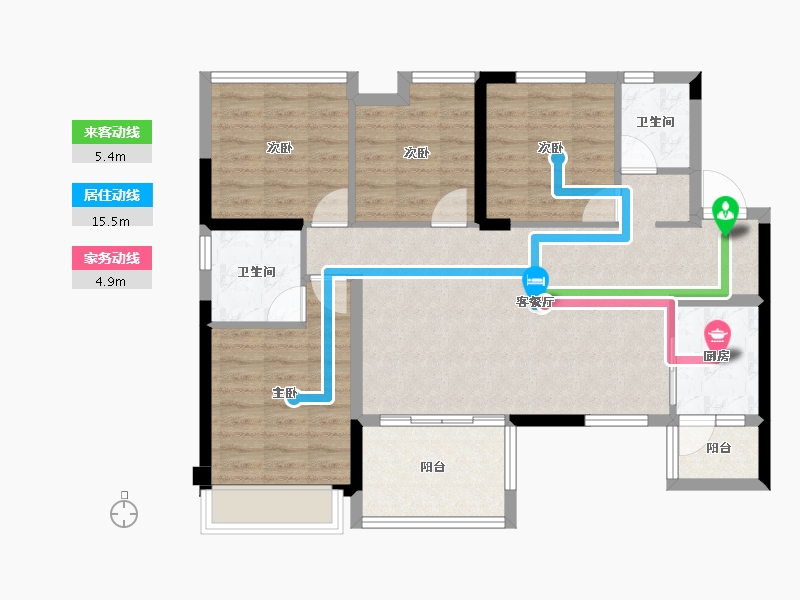 四川省-宜宾市-绿地宜宾城际空间站-90.94-户型库-动静线