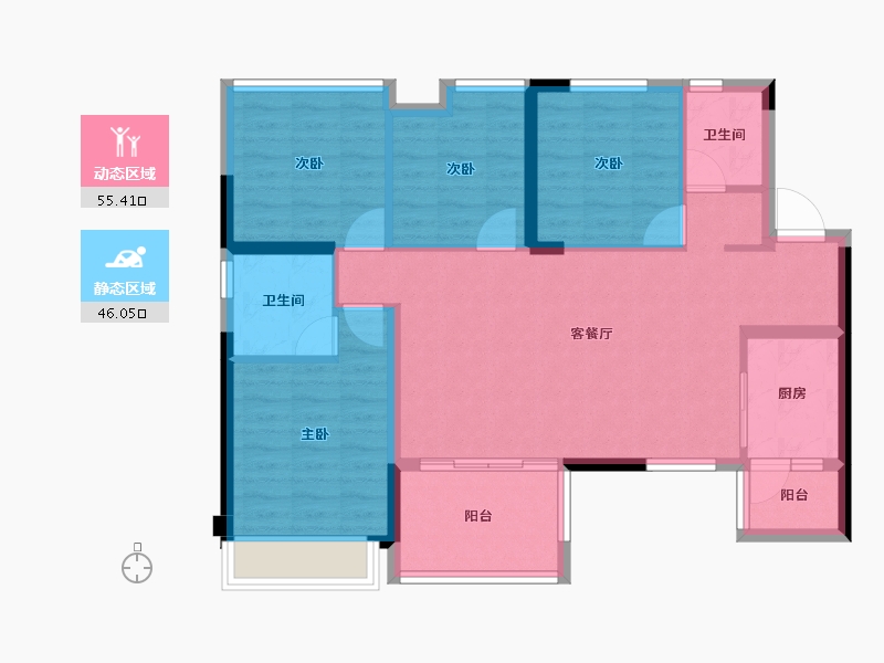 四川省-宜宾市-绿地宜宾城际空间站-90.94-户型库-动静分区