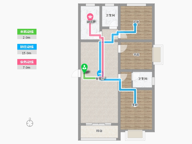 陕西省-咸阳市-滨河星城-85.37-户型库-动静线