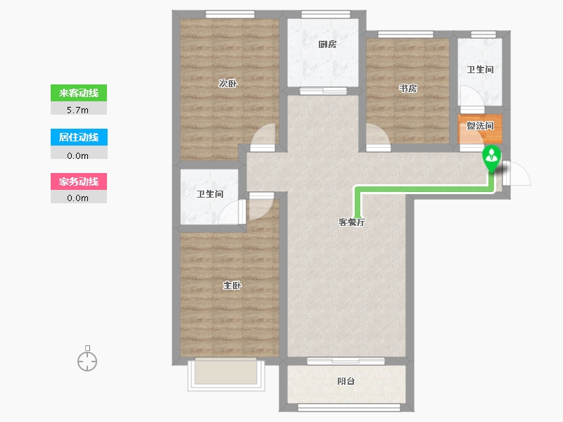 陕西省-咸阳市-滨河星城-90.05-户型库-动静线