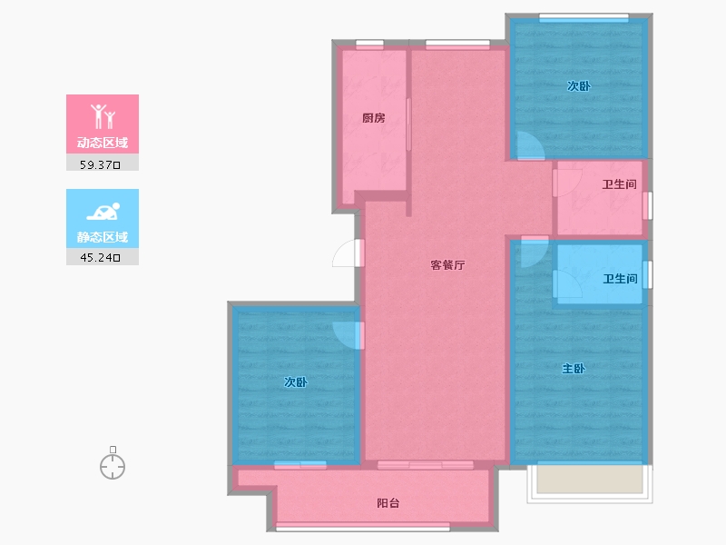 山东省-菏泽市-宏跃公园里-93.60-户型库-动静分区