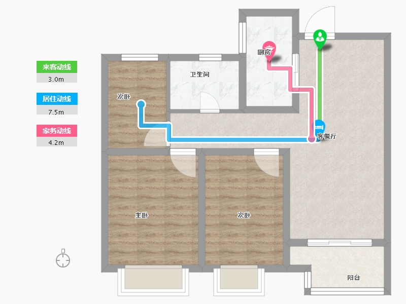 陕西省-咸阳市-绿城咸阳桂语江南-72.80-户型库-动静线