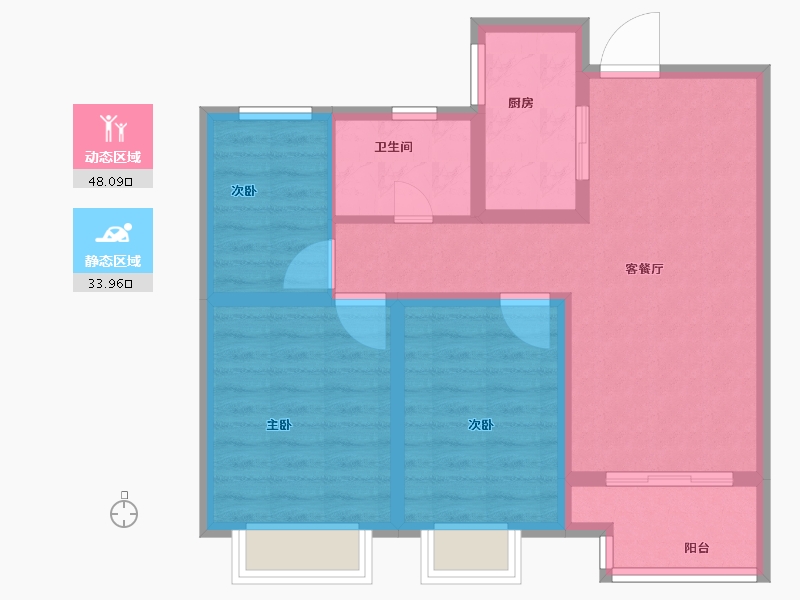 陕西省-咸阳市-绿城咸阳桂语江南-72.80-户型库-动静分区