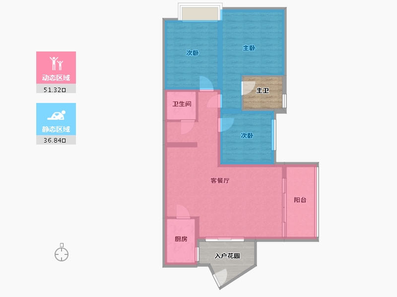 四川省-成都市-东方威尼斯-88.54-户型库-动静分区